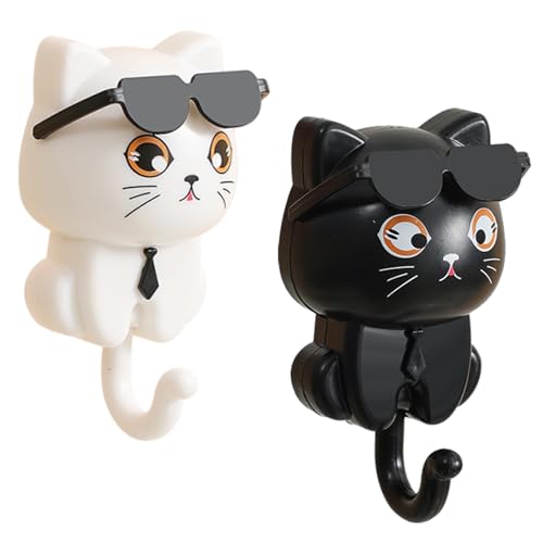XZSKD 2 Pcs Key Holder for Wall Self Adhesive, self Adhesive Key Hooks,Creative,Cat Design Suitable for Hanging Keys, Towels, Backpacks, Hats, and Scarves (White and Black) - Cosy Home Interiors XZSKD 2 Pcs Key Holder for Wall Self Adhesive, self Adhesive Key Hooks,Creative,Cat Design Suitable for Hanging Keys, Towels, Backpacks, Hats, and Scarves (White and Black)