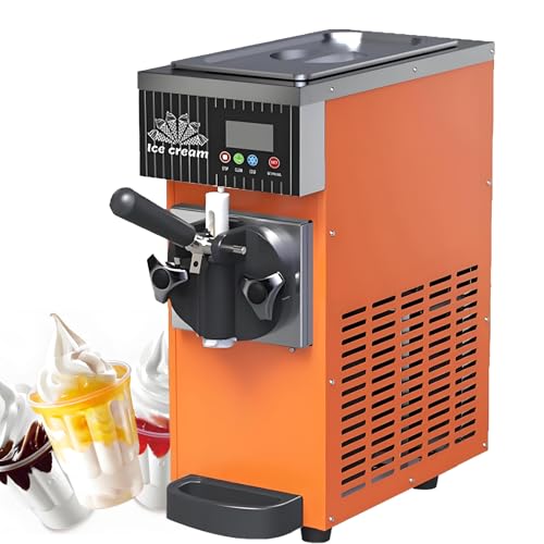 Macchina per Gelato Soft per Uso Commerciale e Domestico, 4-5 kg/h, Schermo LCD Touch, autopulizia, Sistema di preraffreddamento, da banco, Design Professionale in Metallo,Orange-220V