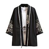 [Ininuk] カーディガン メンズ 夏 和式パーカー 和風 前開きシャツ シンプル柄 薄手 格好良い 日焼け止め ゆったり コート 夏祭り 大きいサイズ カジュアル ゆったり 羽織 おしゃれ 無地，2204ブラック，XL