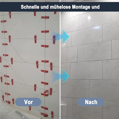 DENUOTOP Fliesen Nivelliersystem 500 Stück Laschen Zuglaschen 1,5 mm Fugenbreite, Verlegesystem Werkzeug für Fliesen Höhe 3-15mm