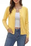 VOTEPRETTY Cardigans for Women UK Lightweight Ladies Short Top Sweater Knitwear Shrugs(Yellow,XXL)