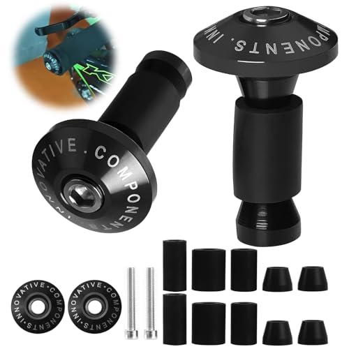 Terminales de Manillar Universal en Aluminio CNC, Topes de Manillar para Moto, MTB y Bici, Duraderos y Robustos, Protección Óptima, Ajuste Universal para Manillares de 22mm (7/8'), Negro