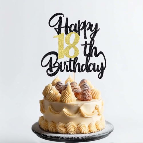 Image of 18th Birthday Cake Topper - Happy Birthday Decoration for 18th Party - Gift Plugin (18)