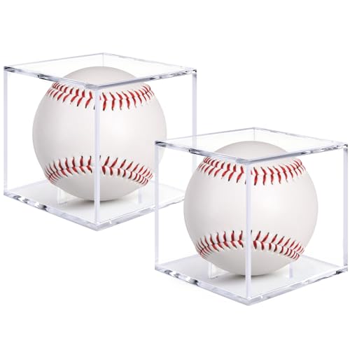 Guirnd 2 Pack Baseball Display Case UV Protected Acrylic Baseball Holder Display case Cube Memorabilia Autograph Ball Protector Boxes for Official Size Ball
