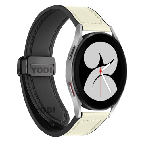 Image of YODI Watch Strap Compatible with Redmi Watch 5 Lite smartwatch, Genuine Leather Hybrid Watch band with Magnet Folding Buckle for men women (LEATHER WHITE)