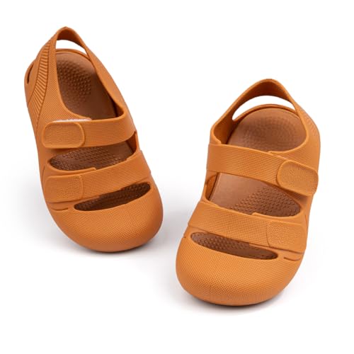 Image of HsdsBebe Little Kids Beach Sandals Toddler Boys Girls Jelly Sandals Closed-Toe With Anti-Slip Rubber Sole Children Summer Outdoor Water Shoes
