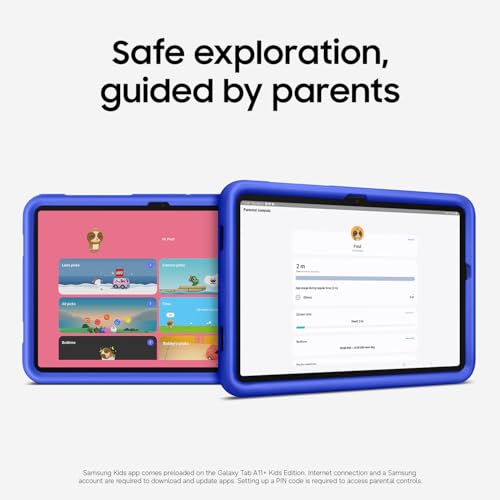 Image of Samsung Galaxy Tab A11+ Kids Edition, Amazon Exclusive, 128 GB Android Tablet, Large Display, Durable, Slim, Light, Long Battery Life, US Version, Royal Blue