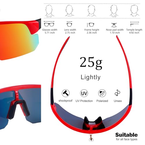 Image of BangLong Polarized Sports Sunglasses for Men Women UV400 Protection | TAC HD Lens, RX Insert Included, Lightweight Wrap-Around Design for Running Cycling Baseball Hiking