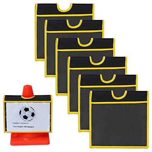 Traffic Cone Sleeve for Caution - Welcome - Outdoor Activity Warning Sign,Cone Message Sleeve Set of 6(Black)