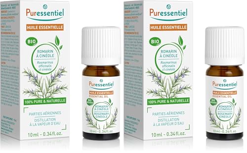 Puressentiel – Huile Essentielle Romarin à cinéole BIO – Contribue au confort respiratoire – 100% pure et naturelle HEBDD–Rosmarinus officinalis cineoliferum–10 ml-l'emballage de l'article peut varier
