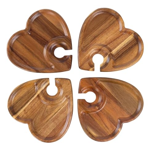 Bandeja de madera rectangular con soporte integrado para aperitivos variados 6