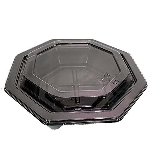 使い捨て容器 八角形 丼ぶり BF丼内30 黒 蓋つき 50枚入り テイクアウト 業務用 チャーハン 中華