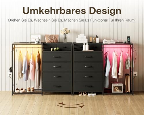 Cómoda de tela para dormitorio Coleshome solución con enchufe y perchero reversible 4