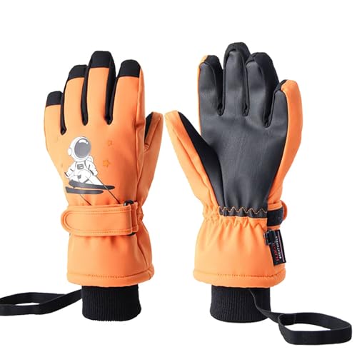 Kinder-Skihandschuhe, wasserdicht, Snowboard-Handschuhe, warme Handschuhe, Uni, für Mädchen und Jungen, kaltes Wetter, Schneehandschuhe, mit Handgelenk-Leine, Winter, Kinder, Schneehandschuhe