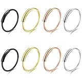 LYQNIHOB 8pcs Anillos Nasales de Acero Inoxidable Hipoalergénico, Anillos con Diseños, Anillo Septum, Aro de Nariz Segmentado y Plegable de 8mm, Cuerpo Piercing Nariz Aro Labio Para unisexo, Multicolo