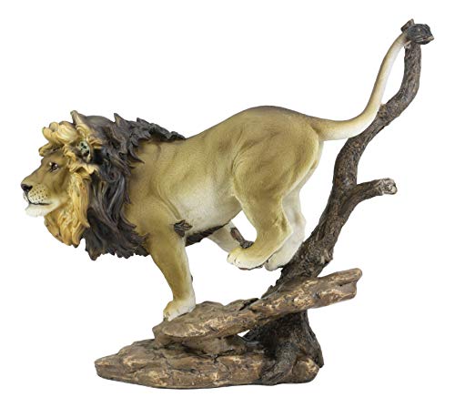 Ebros Gift African Lion King Of The Jungle Running Down A Sloping Rock Statue 11.25" Long Pride Rock Stampede Wildlife Scene Giant Cat Lions Of The Sub Saharan Sculpture #TOP2