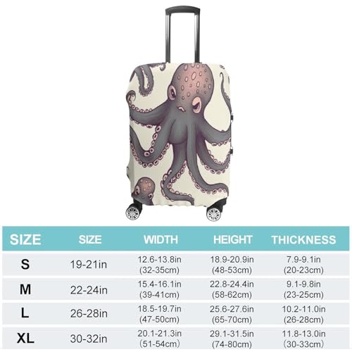 Housse de valise élastique pieuvre blanche taille S en polyester lavable - 2