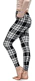 LMB Lush Moda Extra Soft Leggings with Designs- Variety of Prints Yoga Waist - 769YF Black White Plaid B5
