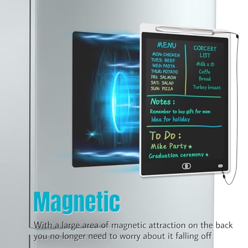 Image of Magnetic Board for Fridge, 9.8 inchx6.7 inch Small LCD Writing Tablet Blackboard Grocery to Do List Magnet Pad Dry Erase White Black Whiteboard Adult Chore Chart Refrigerator Digital Notepad Message Center