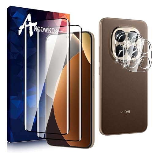 Anoowkoa 2 Pack for Xiaomi Redmi Note 15 Pro+/Note 15 Pro Plus 5G Screen protector with Camera Lens protector Tempered Glass.9H Hardness.Anti-Fingerprint.No Air-Bubbles.Easy Installation