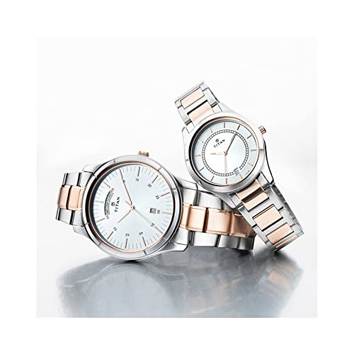 Titan Bandhan Quartz Analog with Day and Date Silver Dial Stainless Steel Strap Watch for Couple-NS17672596KM01P - Image 2