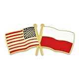 PinMart‘s USA and Poland Crossed Friendship Flag Enamel Lapel Pin - Country Flags Pins For Hats, Jackets, and Backpacks