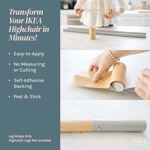 Image of Yeah Baby Goods Highchair Leg Wraps (Walnut) - Compatible with The IKEA Antilop Highchair - Stylish IKEA High Chair Accessories w /Easy Self-Adhesive