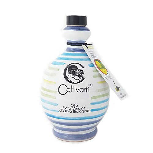 Huile d'olive extra vierge bio d'Italie Coltivarti 500ml récipient céramique pour cuisine saine