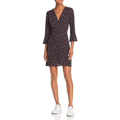 Image of French Connection Womens Verona Floral Print Casual Dress Black US 8