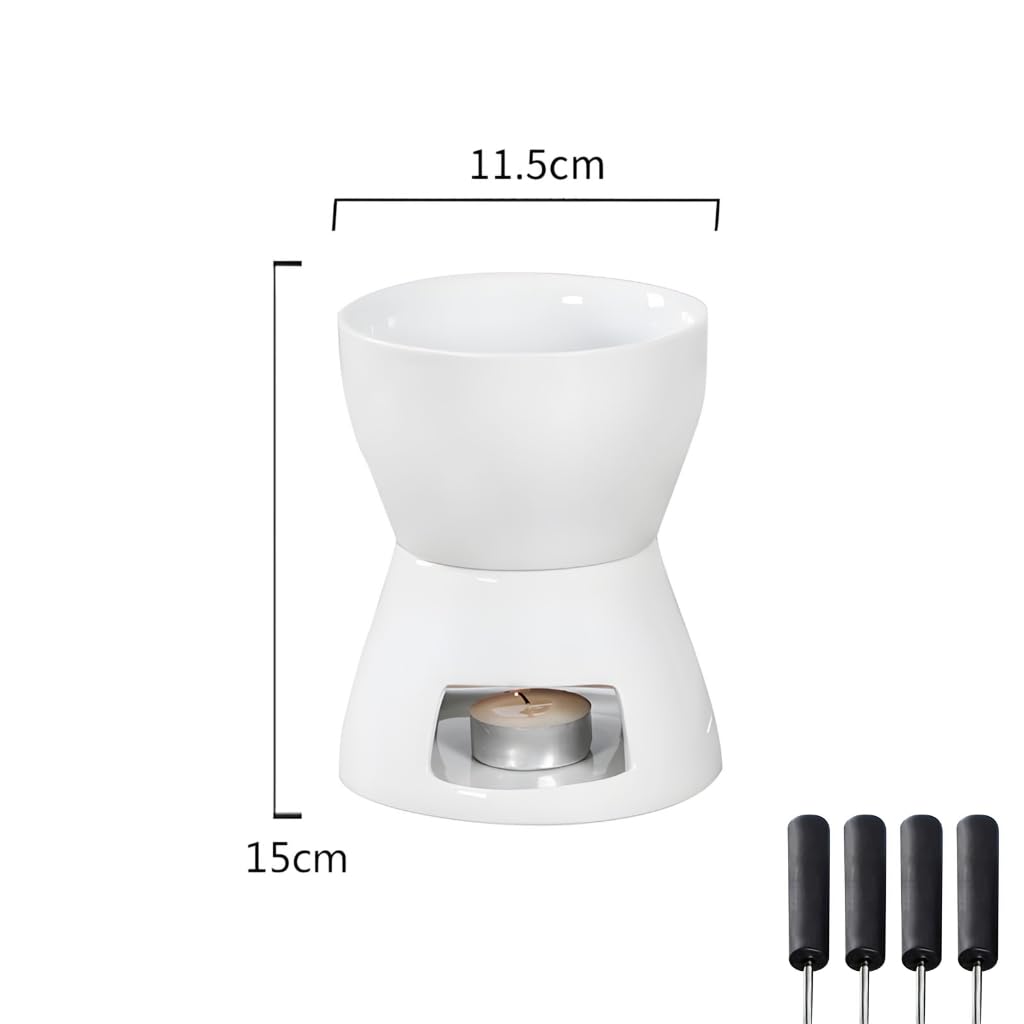 Zestaw ceramicznych podgrzewaczy do fondue 300 ml/400 ml zawiera 4 widelce kuchenne niezbędne
