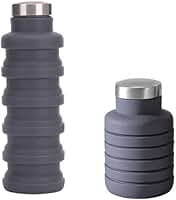 Garrafa Retrátil De Silicone Com Tampa Inox 500ml (Cinza)
