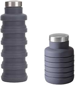 Garrafa Retrátil De Silicone Com Tampa Inox 500ml (Cinza)