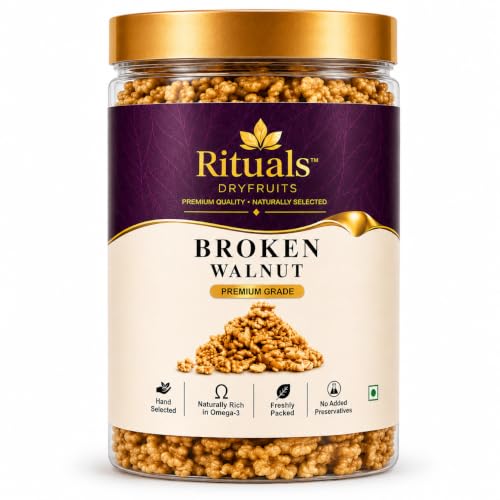 Image of RITUALS Premium Broken Walnut Kernels 250g | Walnuts Without Shell | Fresh Akhrot Giri | Natural Walnut Pieces | Healthy Dry Fruits | Rich in Omega-3, Protein & Fibre | Reusable Airtight Jar