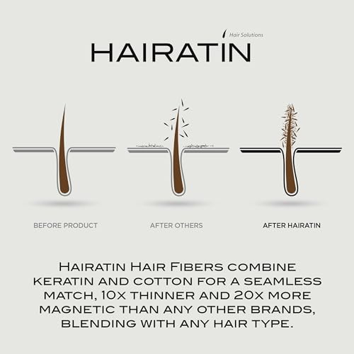 HAIRATIN Building Fibers for Thinning Hair, Light Brown, 28G - Achieve Fuller, Natural Looking Results, Instantly Conceals Hair Loss in 10 Seconds, Thickener & Bald Spot Cover Up for Men & Women