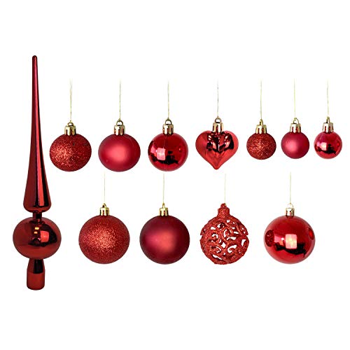 Rode "Glamour“ Kerstballen, 105 stuks - Afbeelding 3