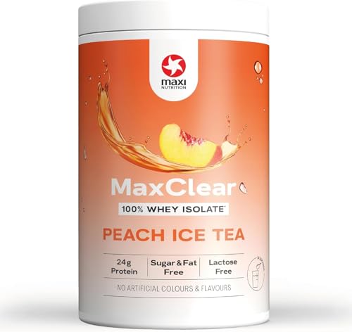 MaxiNutrition MaxClear Peach Ice Tea, Protein Eistee, 100% Clear Whey Protein Isolate, 420g, 80% Eiweißanteil, erfrischend, kalorienarm, ohne künstliche Aromen