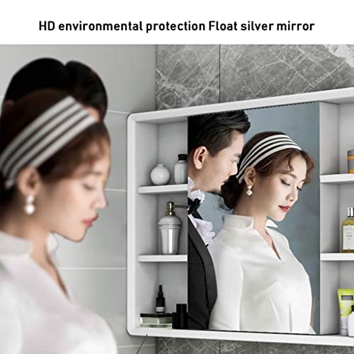 ROLTIN Round Bathroom Mirror Cabinet, Wall Mounted Storage Cabinet Mirror Medicine Cabinet, 3 Level Wooden Storage Sliding Mirror,Black_50CM () - Afbeelding 4