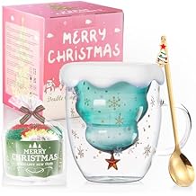Binoster Cute Mugs Christmas Coffee Mug, Tea Cup, Milk Cup Glasses Double Wall Insulated Glasses Espresso Cup, Best Christmas for Women,Men,Kid, Office and Personal