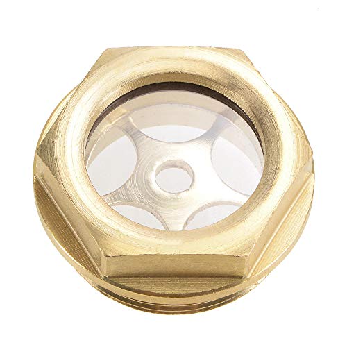 sourcing map Niveau d'huile Compresseur d'air Jauge Bouchon Voyant d'Huile Indicateur Liquide Verre Vue Voyant Raccord en Laiton à Filetage Mâle M33 x 1,5...