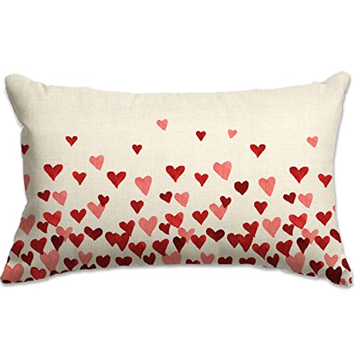 Jxzygmd Valentines Day Pillow Covers 12X20 Pink Heart Love Pattern Throw Pillow Cover Decorations For Sofa Home Decor #TOP12