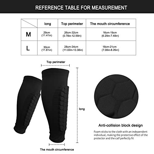Doryum 1 Pair Soccer Shin Guards Shin Pads For Kids Youth Adult, Football Shin Guard Socks Sleeves With Foam, Calf Compression Sleeve Honeycomb Pads, Child Calf Protective Gear Soccer Equipment (L) #TOP3