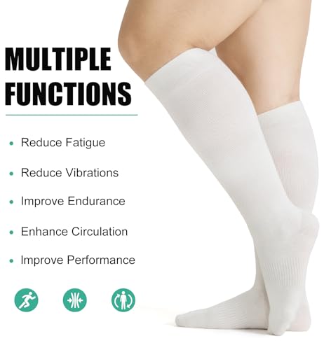 5 pairs Plus Size Compression Socks for Women Men 15-20 mmHg Wide Calf Knee High Support Circulation Socks3