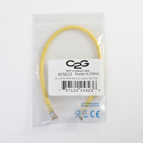 Image of C2G /Cables to Go 22164 Cat5E Non-Booted Unshielded (UTP) Network Patch Cable, Yellow (100 Feet /30.48 Meters)