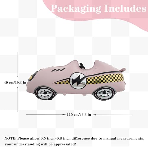 Image of Race Car Balloons Racing Car Foil Balloon 2PCS (Blue and Pink) | Birthday Party Decorations Race Car Theme Party Decorations Kids Boy Racing Party Supplies
