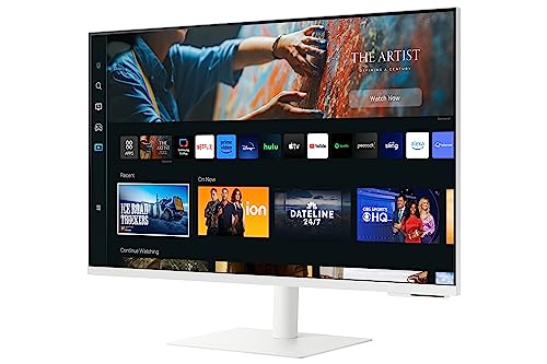 Image of Samsung 32-Inch M70C Series UHD Smart Computer Monitor w /Streaming TV, Gaming Hub, Adjustable Stand, Remote PC Access, Slimfit Camera, Multiple Ports, Mobile Connectivity, LS32CM703UNXZA, White