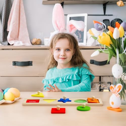 Image of First Jumbo Knob Wooden Shape Puzzle for Toddlers 1-3,Montessori Toddler Puzzle Toys for1-2 Year Old,Preschool Learning Peg Puzzles Toys for Baby Kids