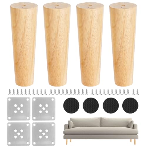 Patas de mesa de madera de 15 cm, 4 patas cónicas para sofá de madera maciza, para sillas, sofás, camas, armarios, sillas, taburetes