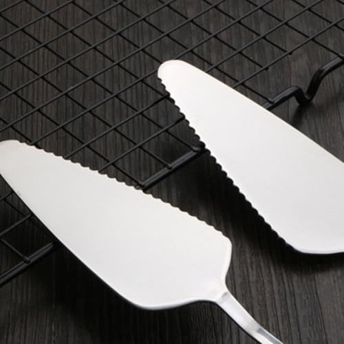 Gdfnmogo Cuchara para tartas de acero inoxidable con borde dentado para cortar pasteles, pasteles y pizza, pala triangular para queso, utensilio para hornear de 9 pulgadas, plato (estilo fino)