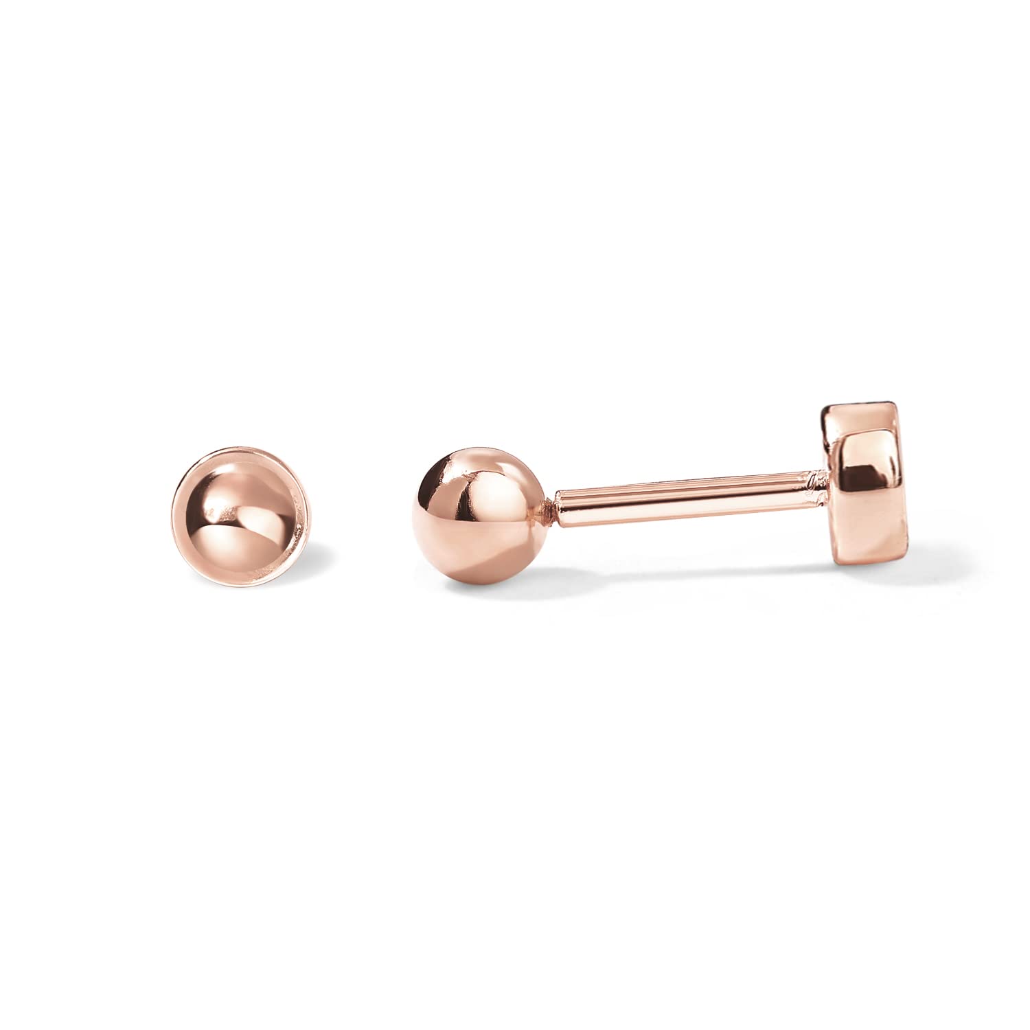 PAVOI 14K Gold Plated Ball Flatback Earrings for Women, Cartilage Stud