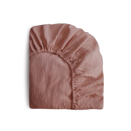 Image of mushie Extra Soft Muslin Fitted Mini Crib Sheet | 24"x 38" (Cedar)